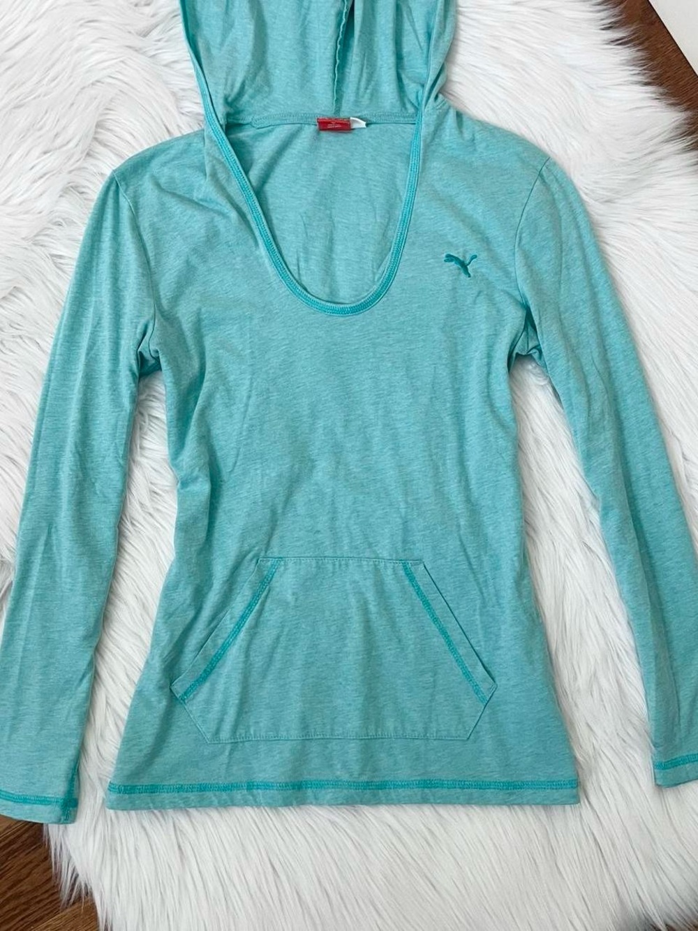 Puma teal long sleeve hooded top
